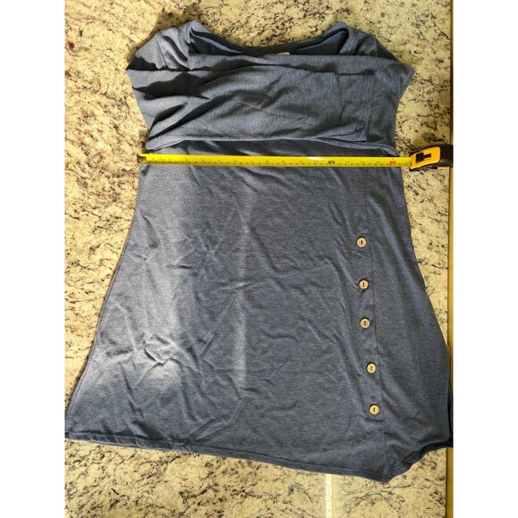 MISA Tunic Blouse Womens Small Blue Button Detail 3/4 Sleeve - Picture 5 of 8